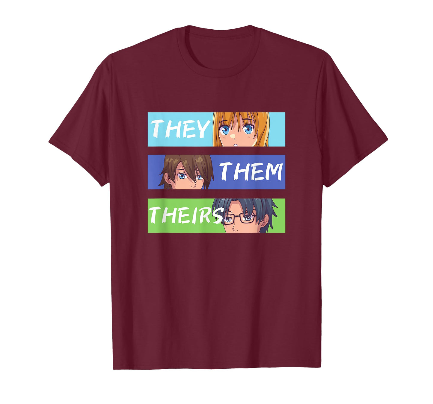 They Them Theirs Pronouns Anime T-Shirt