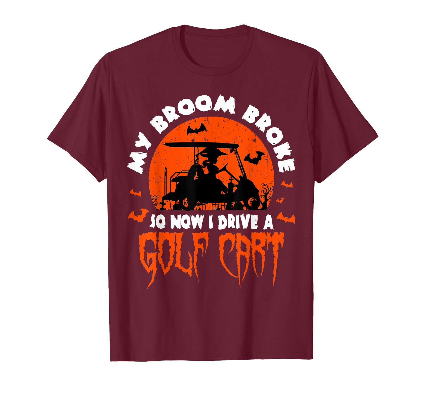 Halloween Golf Cart Witch Broom Broke Player Golfer Sport T-Shirt