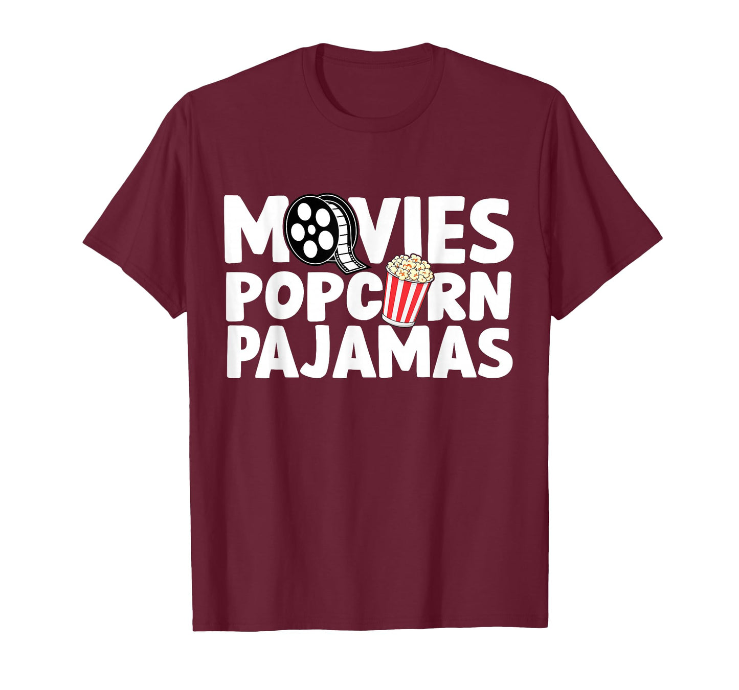 Movies Popcorn and Pajamas Popcorn Movie Night T-Shirt