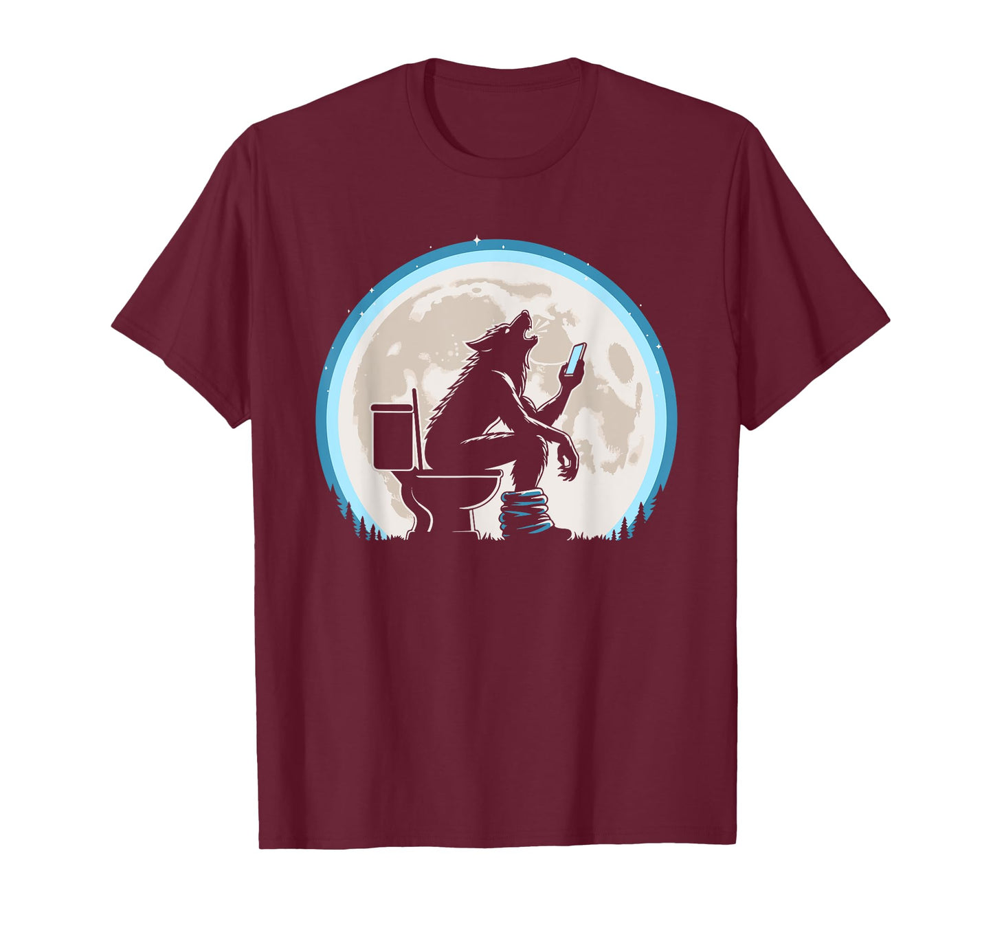 Funny Toilet Humor Werewolf or Wolf Howling at the Full Moon T-Shirt