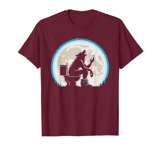 Funny Toilet Humor Werewolf or Wolf Howling at the Full Moon T-Shirt
