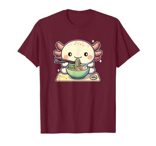 Cute Axolotl Eats Ramen Noodles Axolotls Ramen T-Shirt