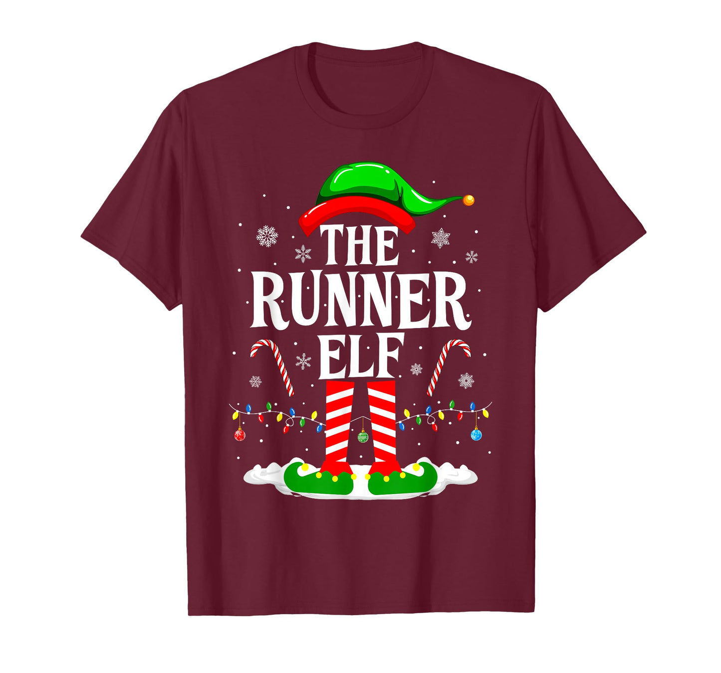 The Runner Elf Xmas Funny Runners Christmas Running T-Shirt