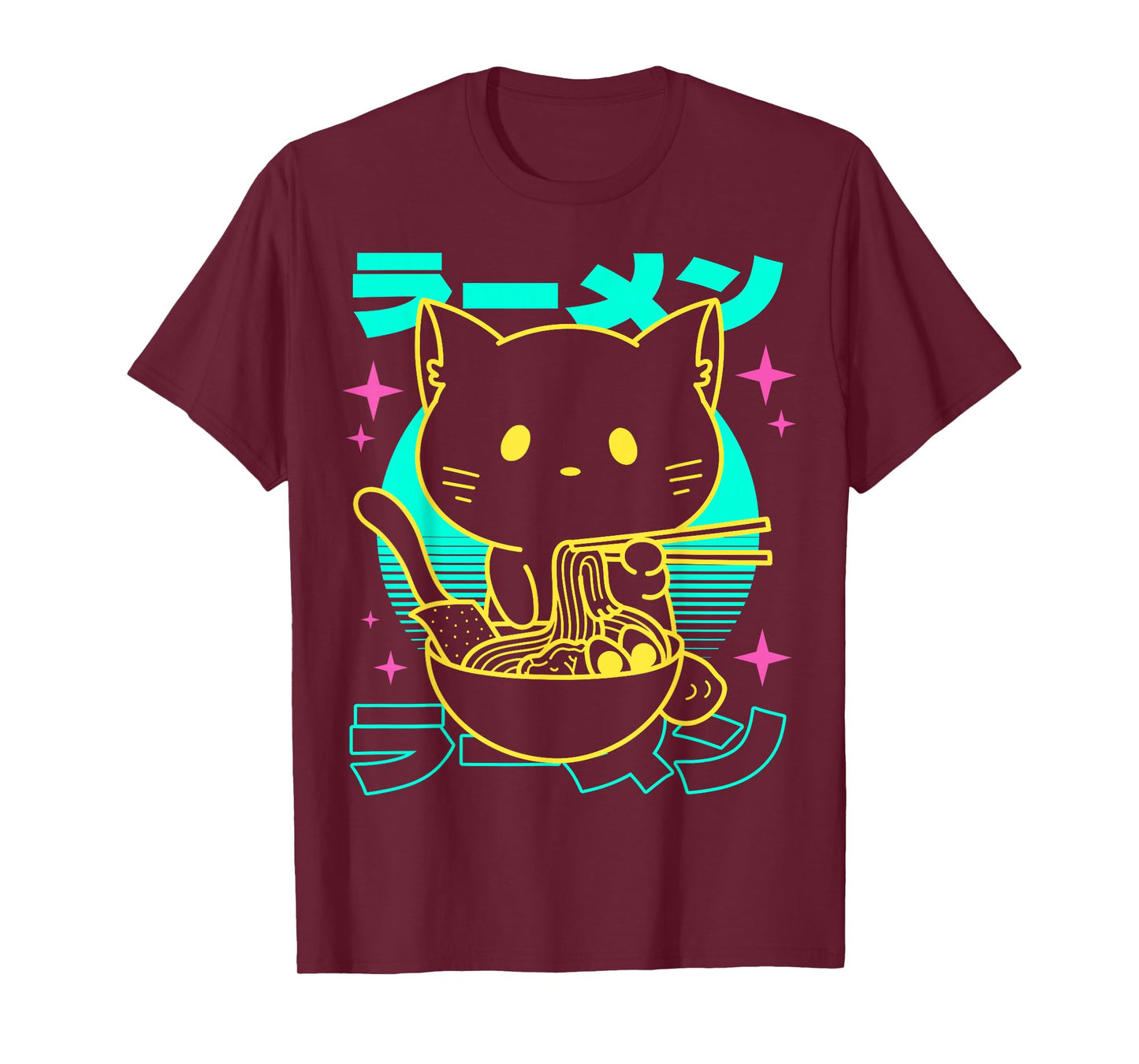 Anime Ramen Cat Japanese Retro Noodles Aesthetic Kawaii Cat T-Shirt