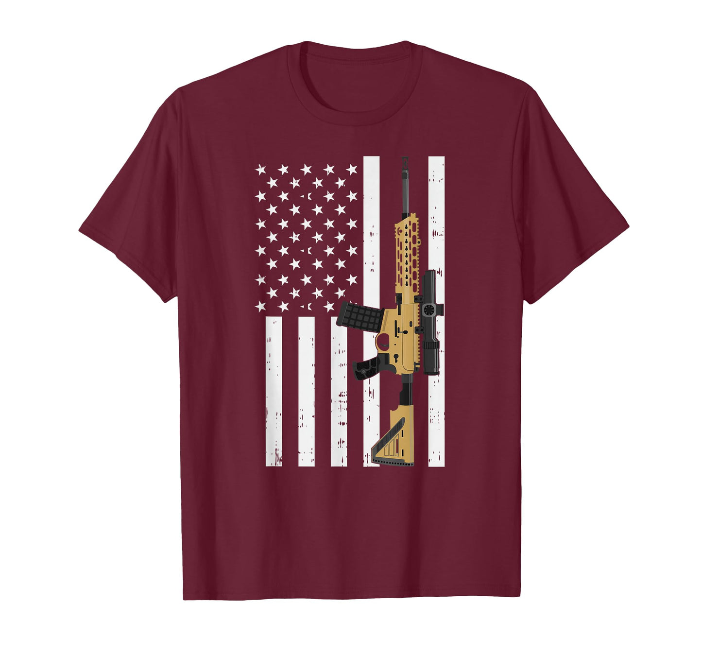 Retro Rifle American Flag - USA Patriotic Gun Lover Gift T-Shirt