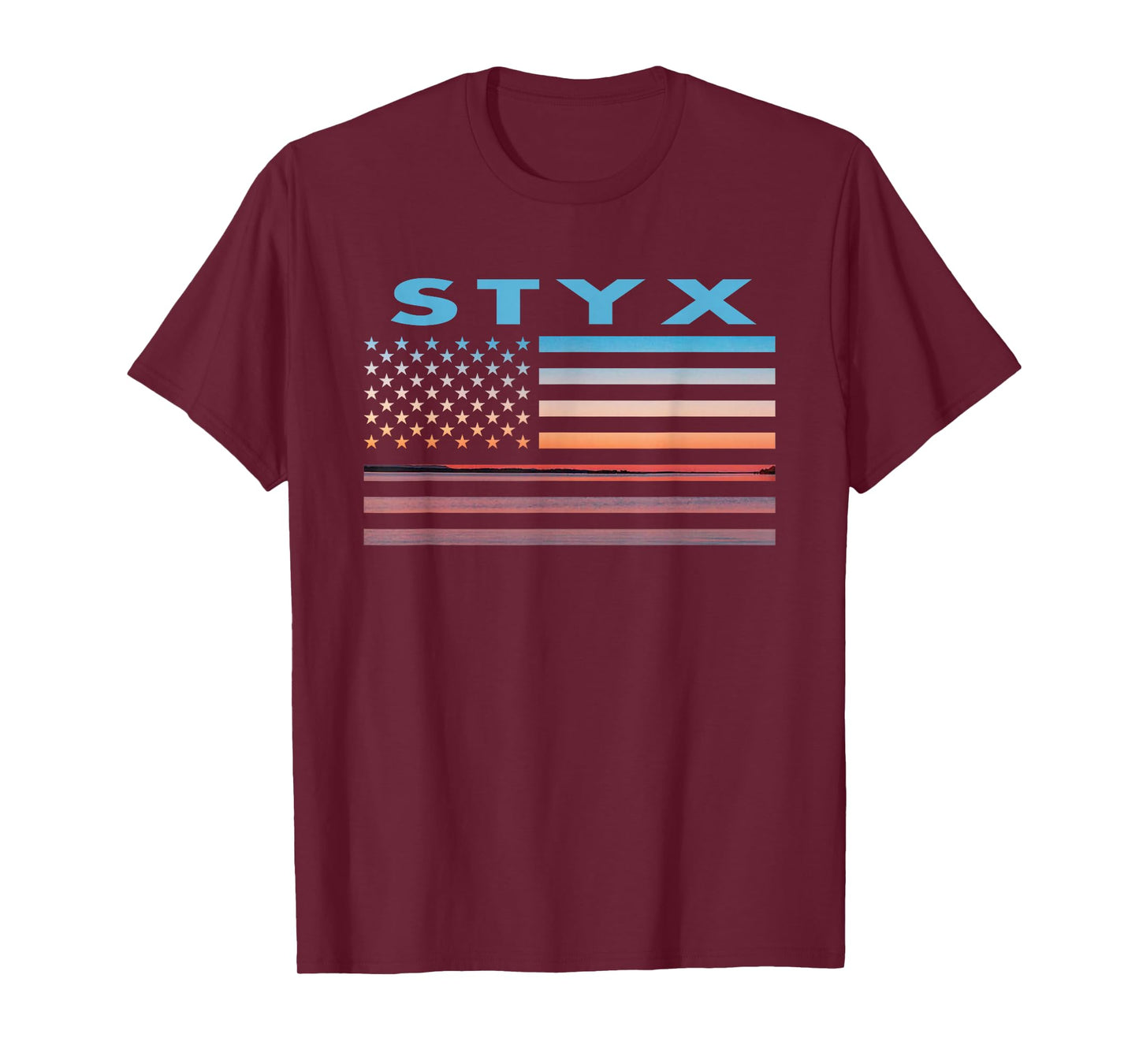 Vintage Sunset American Flag Styx, Texas T-Shirt