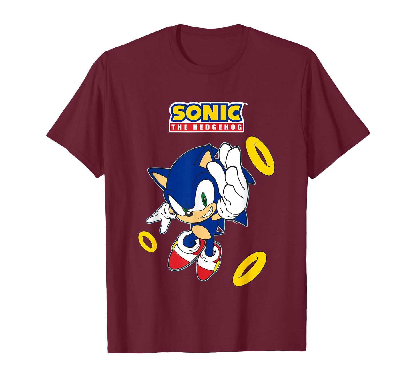 Sonic The Hedgehog In A Hurry Golden Rings Cool Shot T-Shirt