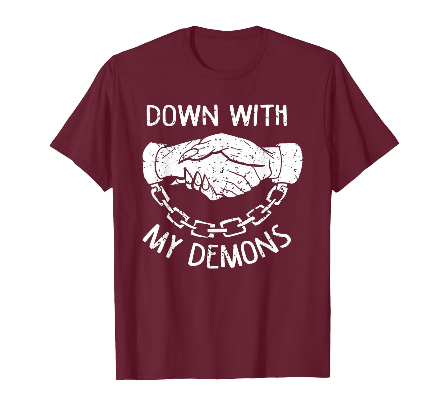 Down With My Demons Deal Handshake Aesthetic Humour Goth T-Shirt
