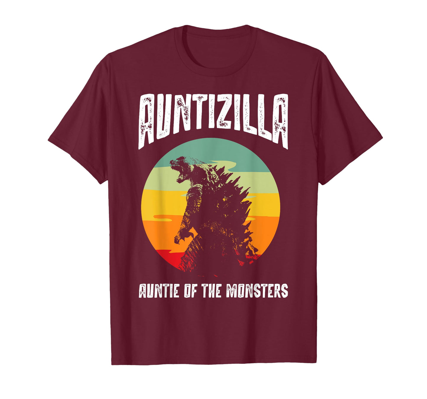 Auntzilla Aunt Of The Monsters Retro Vintage Sunset T-Shirt