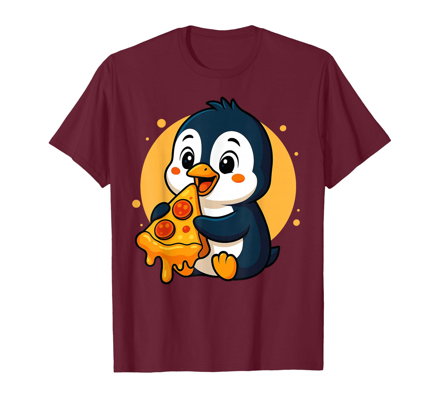 Funny Penguin Eating Pizza Graphic Boys Girls Penguin Lover T-Shirt