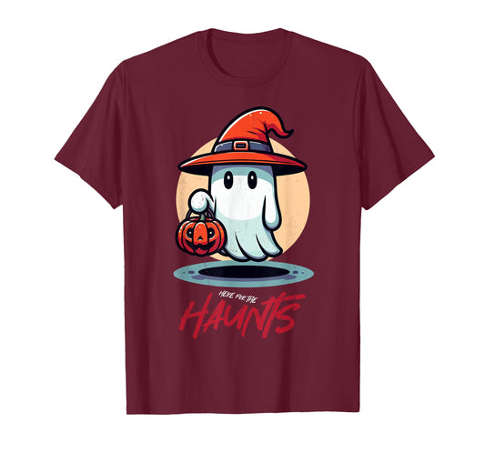 Halloween ghost. Here for the Haunts. T-Shirt