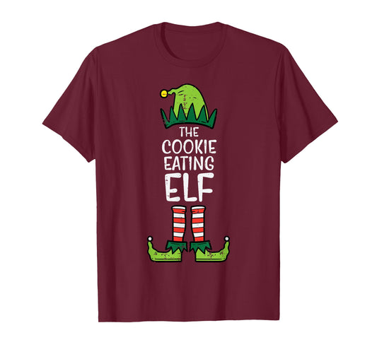 Cookie Eating Elf Xmas Christmas Family Dad Kids T-Shirt