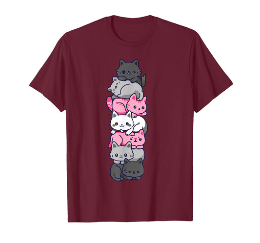 Demigirl Pride Cat LGBT Demi Girl Flag Cute Kawaii Cats Gift T-Shirt