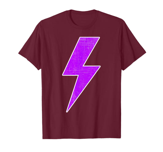 Bolt Lightning Purple White Design Team Sports T-Shirt