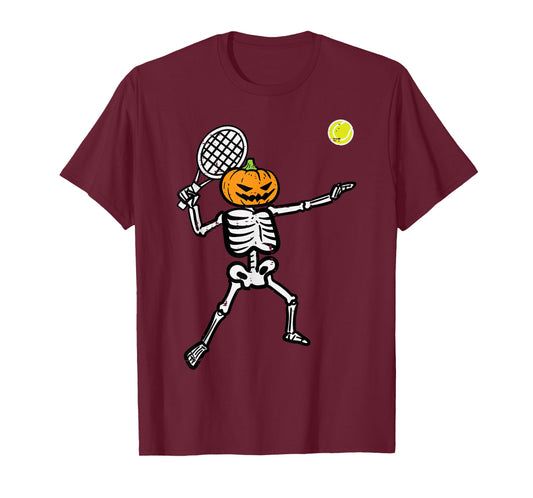 Halloween Pumpkin Skeleton Tennis Costume Men Women Boys Kid T-Shirt