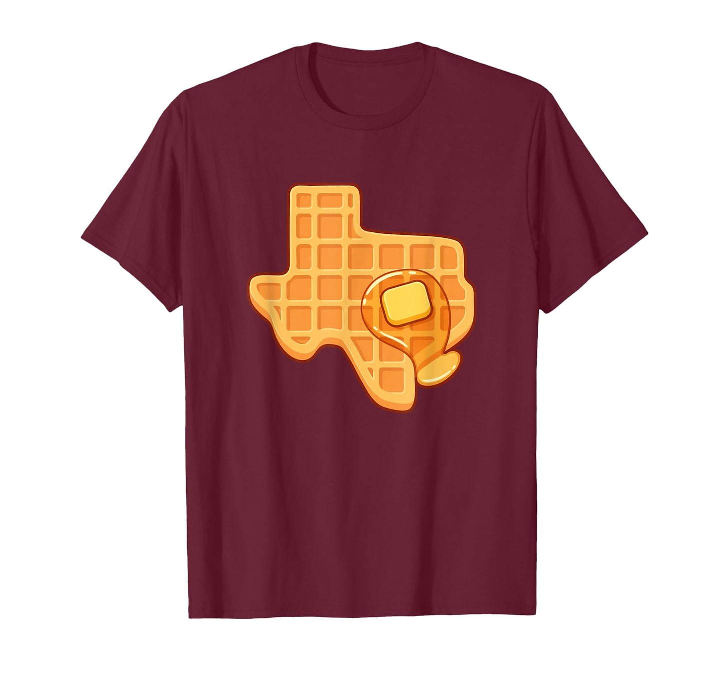 Funny Texas Shaped Waffle With Syrup And Butter Austin City T-Shirt