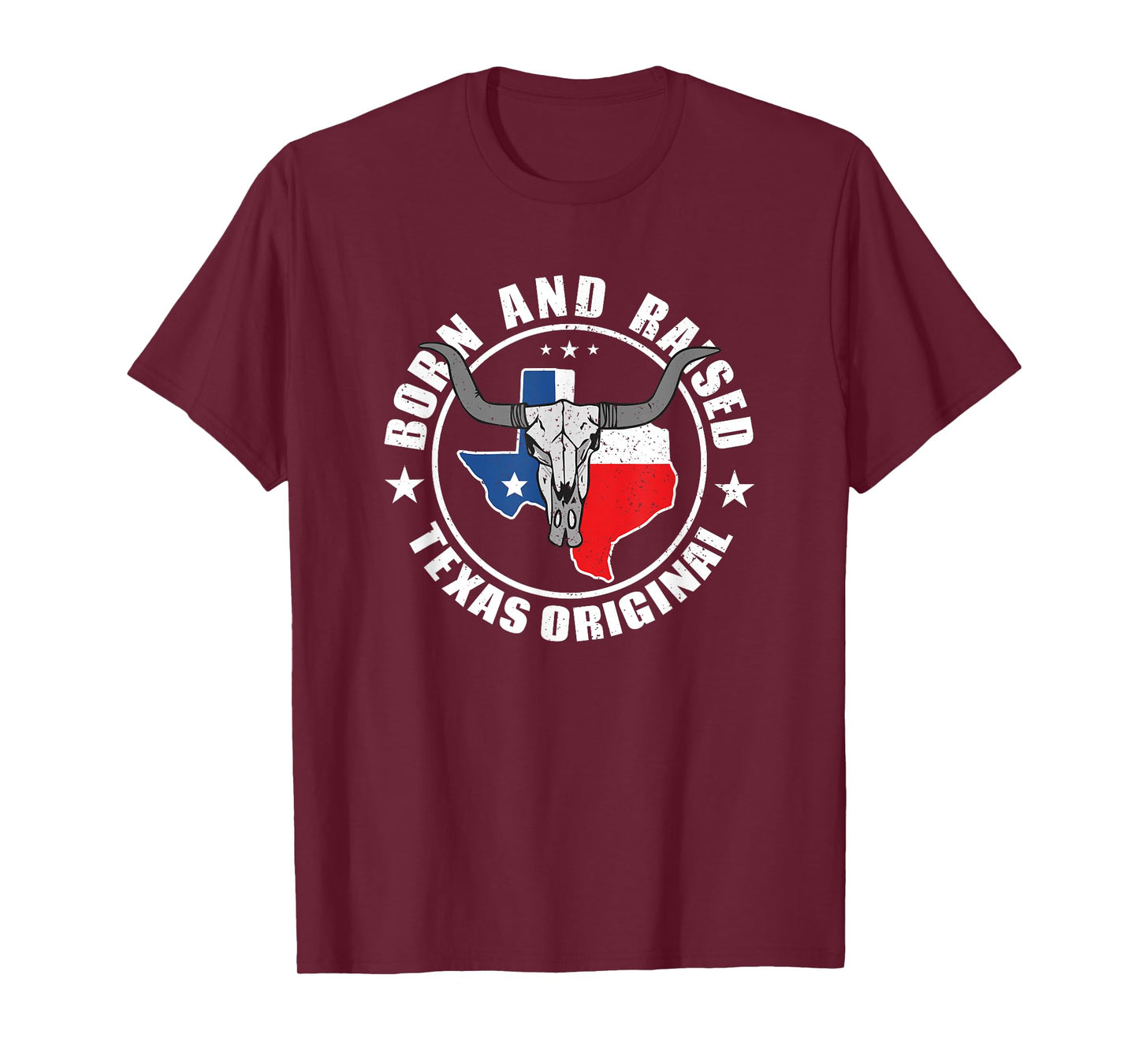 Born in Texas Longhorn Skull State of Texas Pride T-Shirt