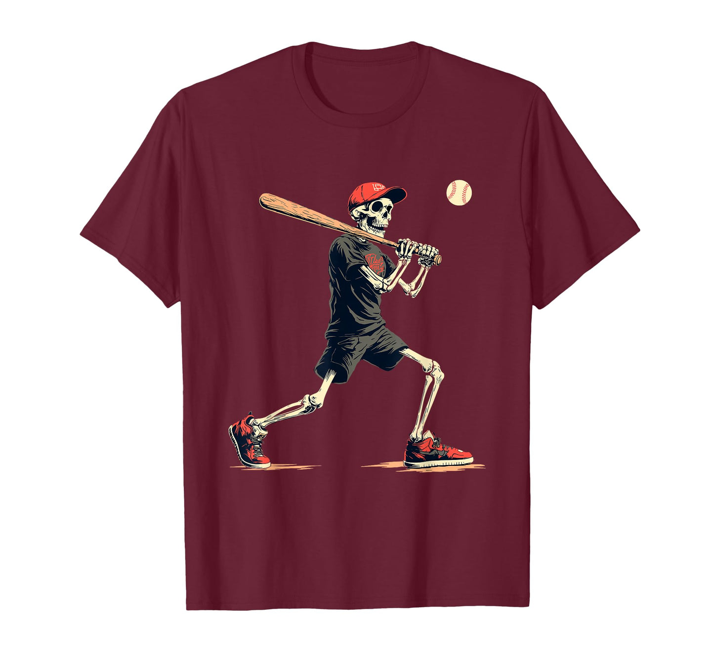 Skeleton Baseball Halloween Costume Funny Men Boys Kids T-Shirt