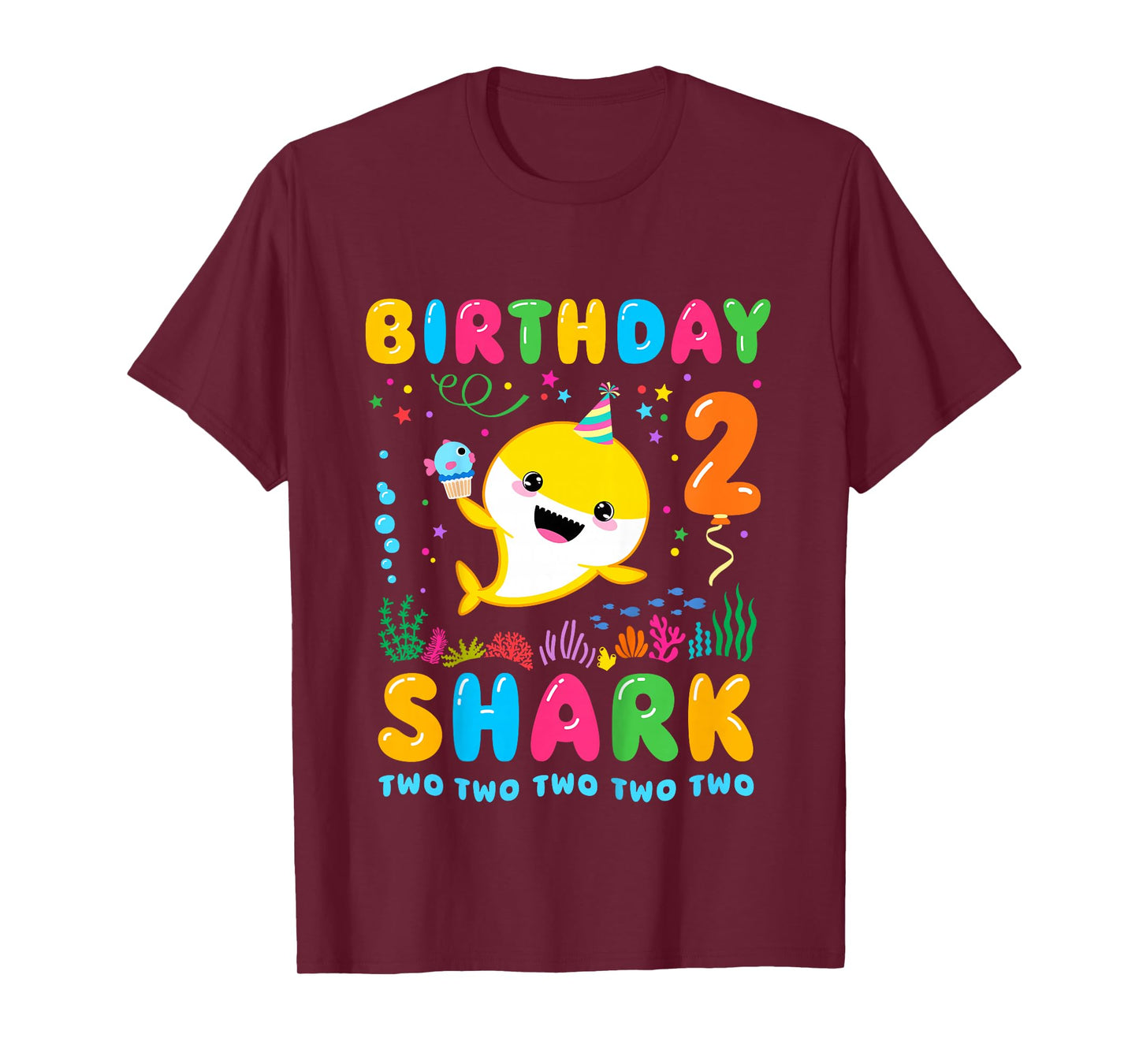 Birthday Shark 2 Year Old Boy or Girl 2nd Bday Kawaii T-Shirt