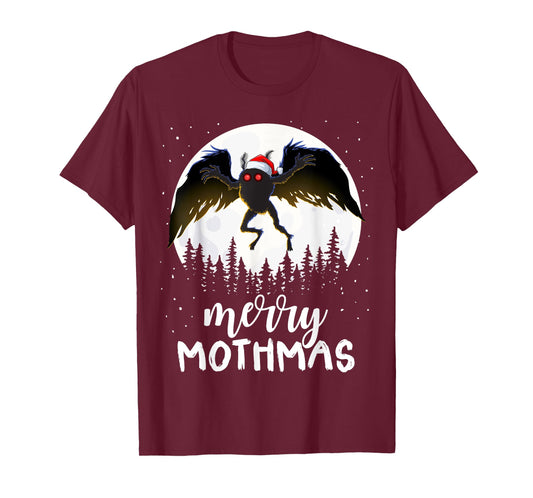Christmas Mothman Merry Mothmas Creepy Folklore Cryptid Xmas T-Shirt