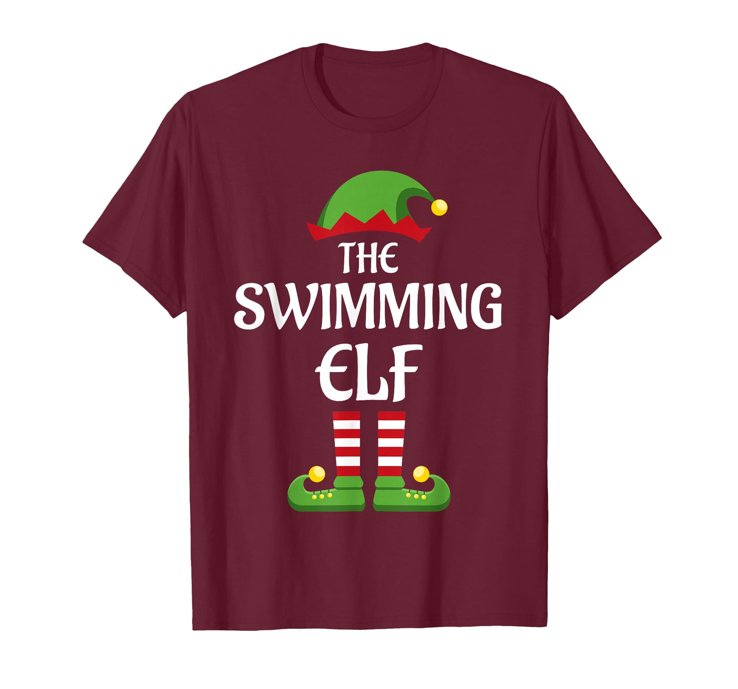 Swimming Elf Family Matching Group Christmas Swimmer T-Shirt