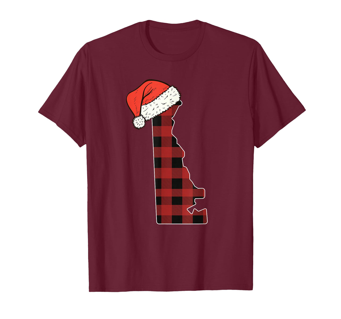 Delaware Plaid Christmas Santa Hat Holiday Matching Design T-Shirt