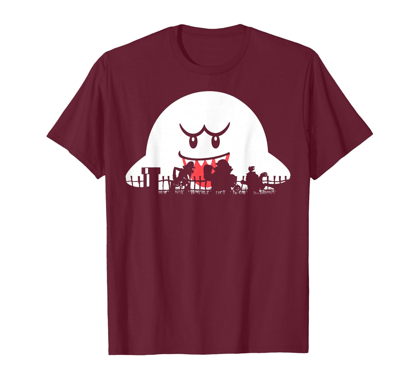 Super Mario Boo Trick Or Treat Halloween Silhouette T-Shirt