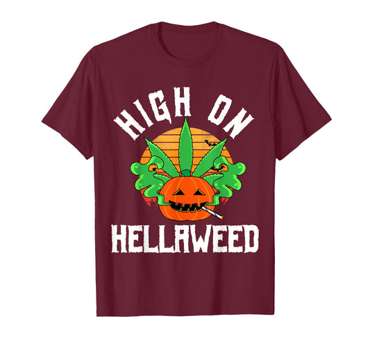 Pumpkin Smoking Weed Costume Retro Funny Halloween Gifts T-Shirt