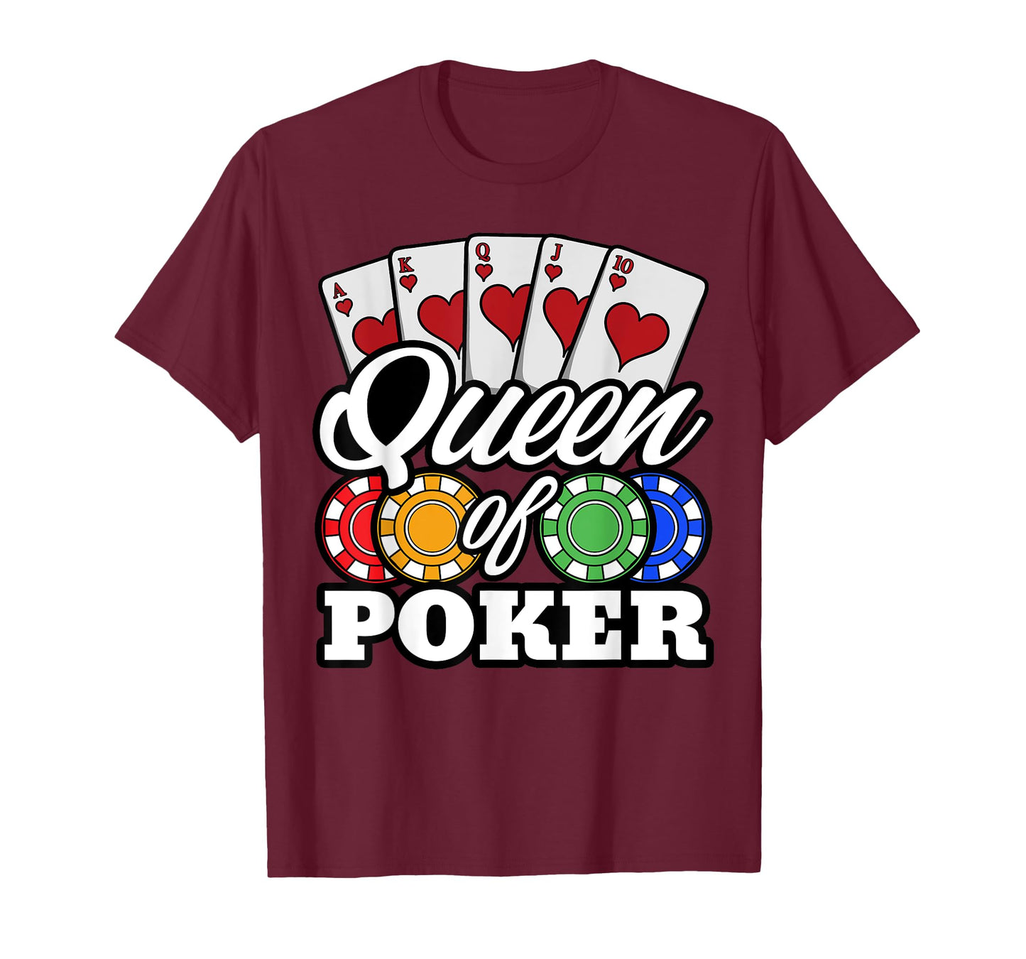 Poker Queen Gambling Casino Card Game Hand Bluff Fold T-Shirt
