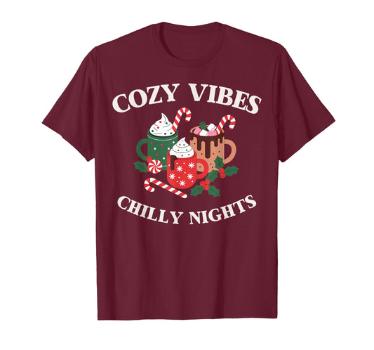 Cozy Vibes Chilly Nights Holiday Cocoa Art T-Shirt