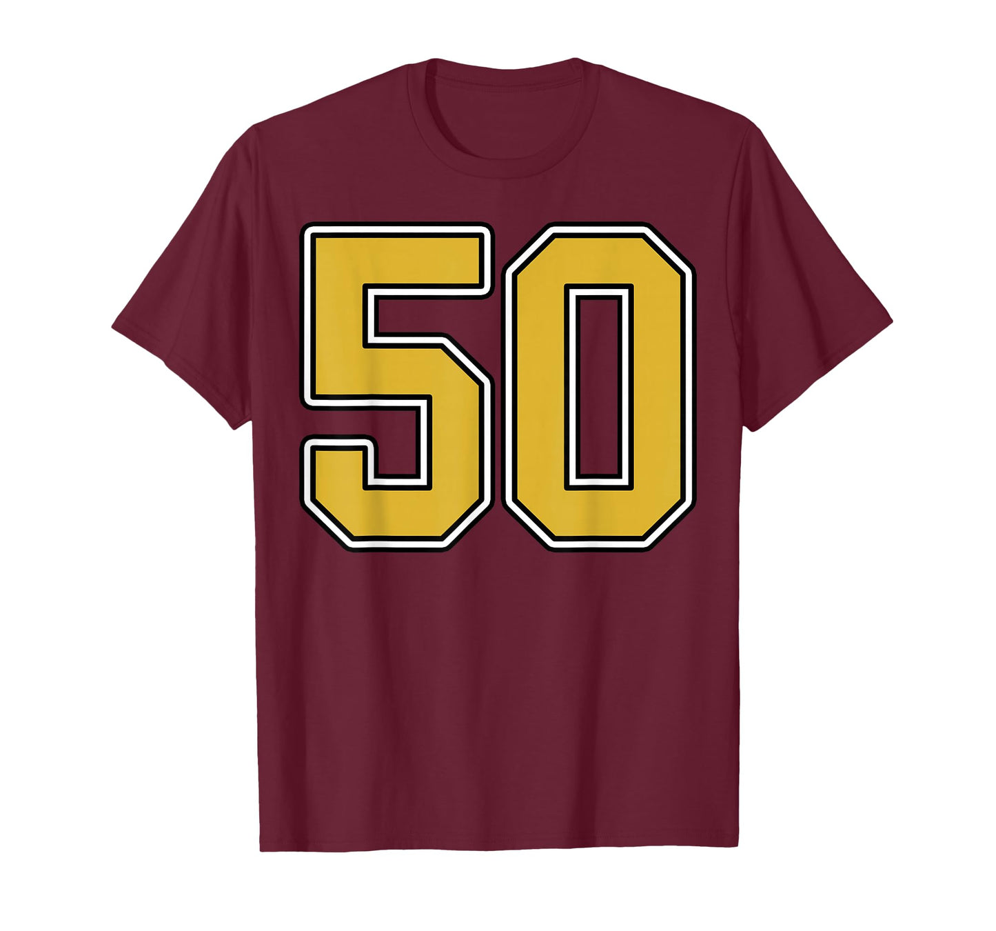Old Gold Black White Sports Number 50 Jersey Uniform Player T-Shirt