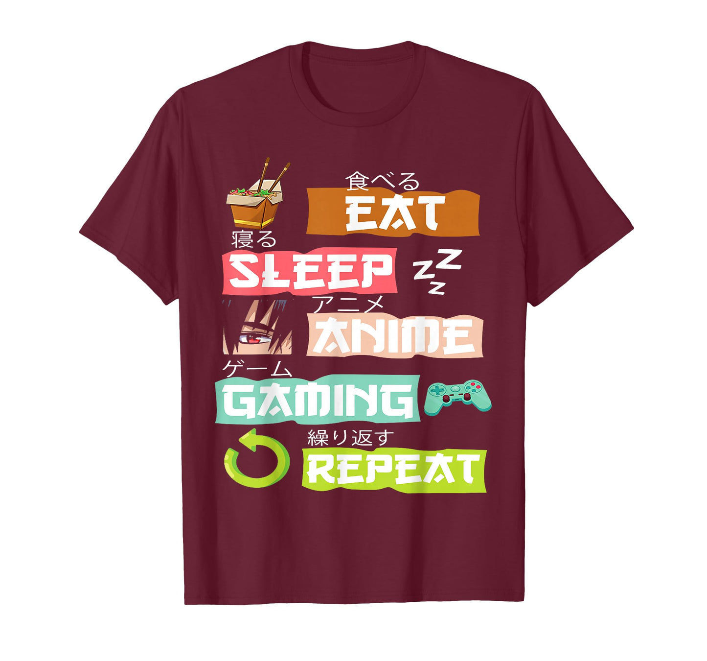 Eat Sleep Anime Gaming Repeat Kawaii Japanese Ramen T-Shirt