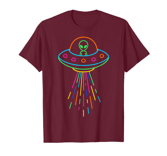 Colorful Alien UFO Funny Space Invader Extraterrestrial T-Shirt