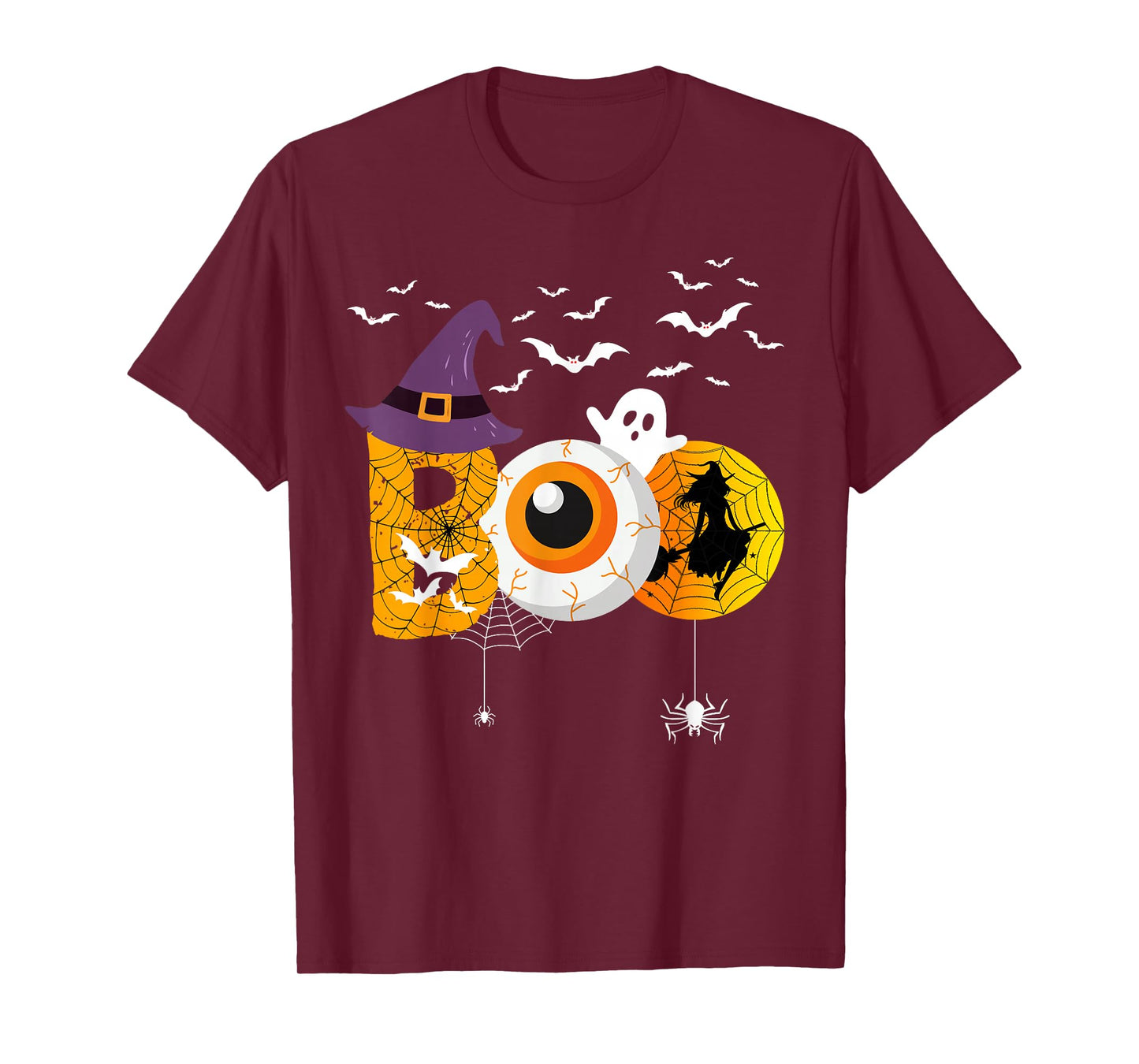 Boo With Spiders And Witch Hat Women Halloween T-Shirt