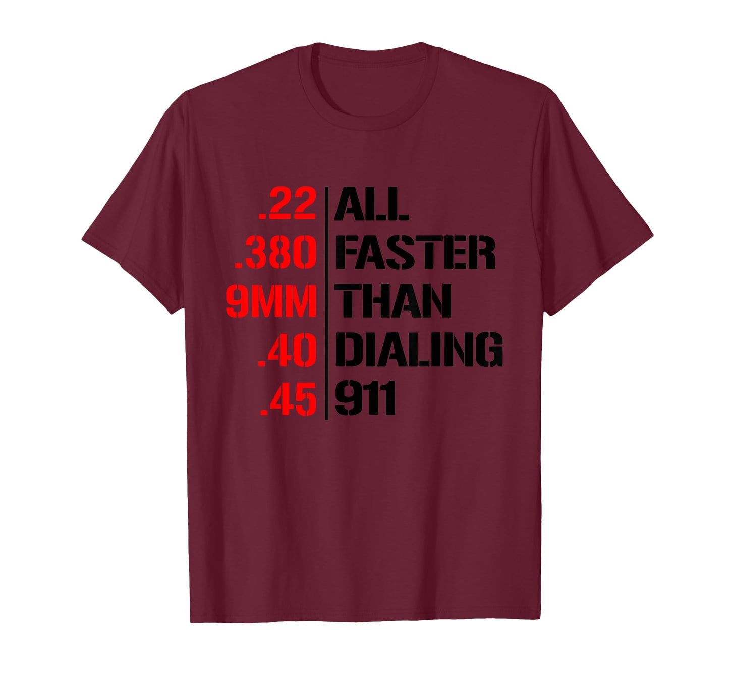 Funny 2nd Amendment 9mm all faster than calling 911 Patriot T-Shirt