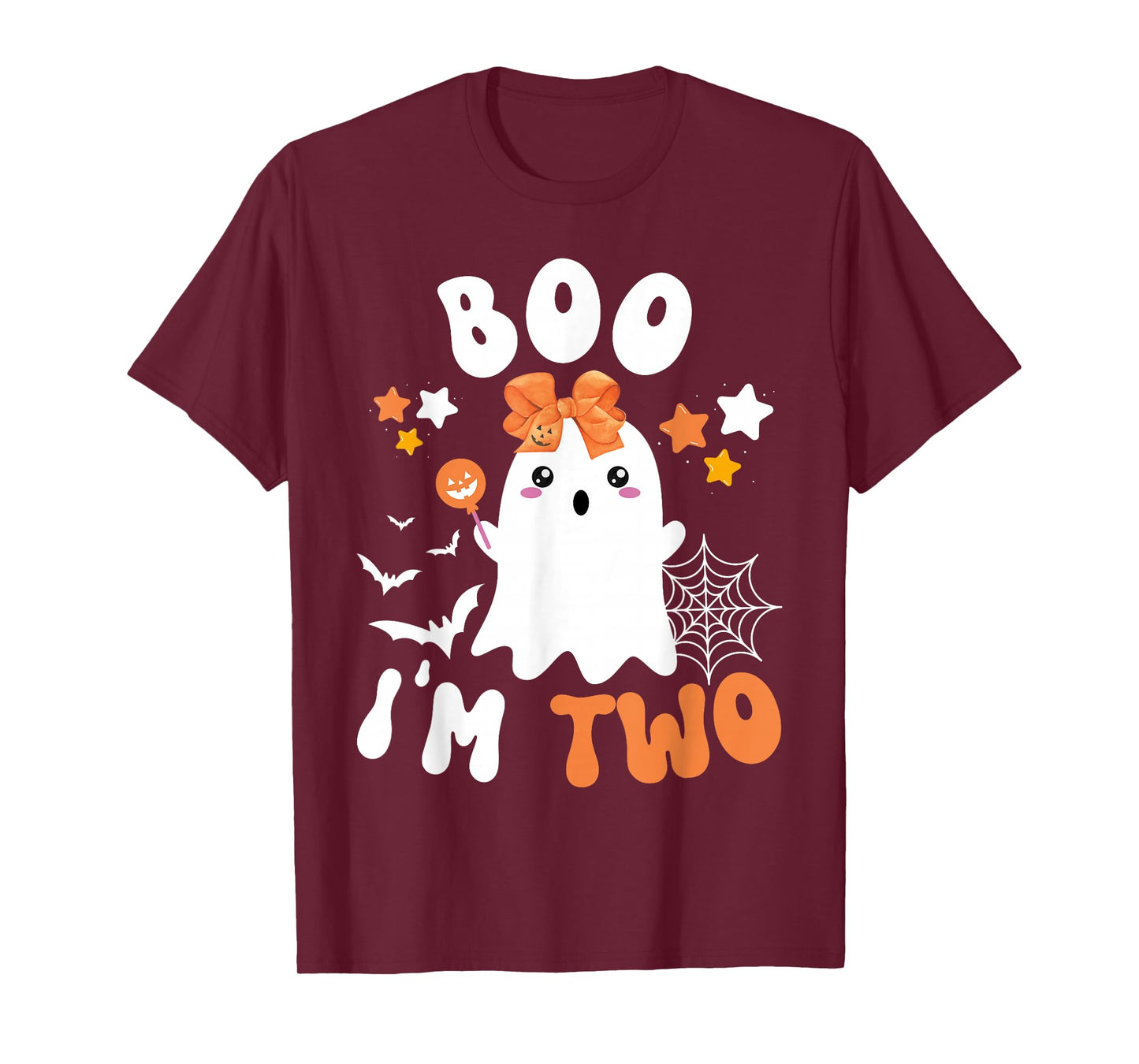 Boo I'm Two 2nd Birthday Girl-Cute Halloween Ghost Birthday T-Shirt