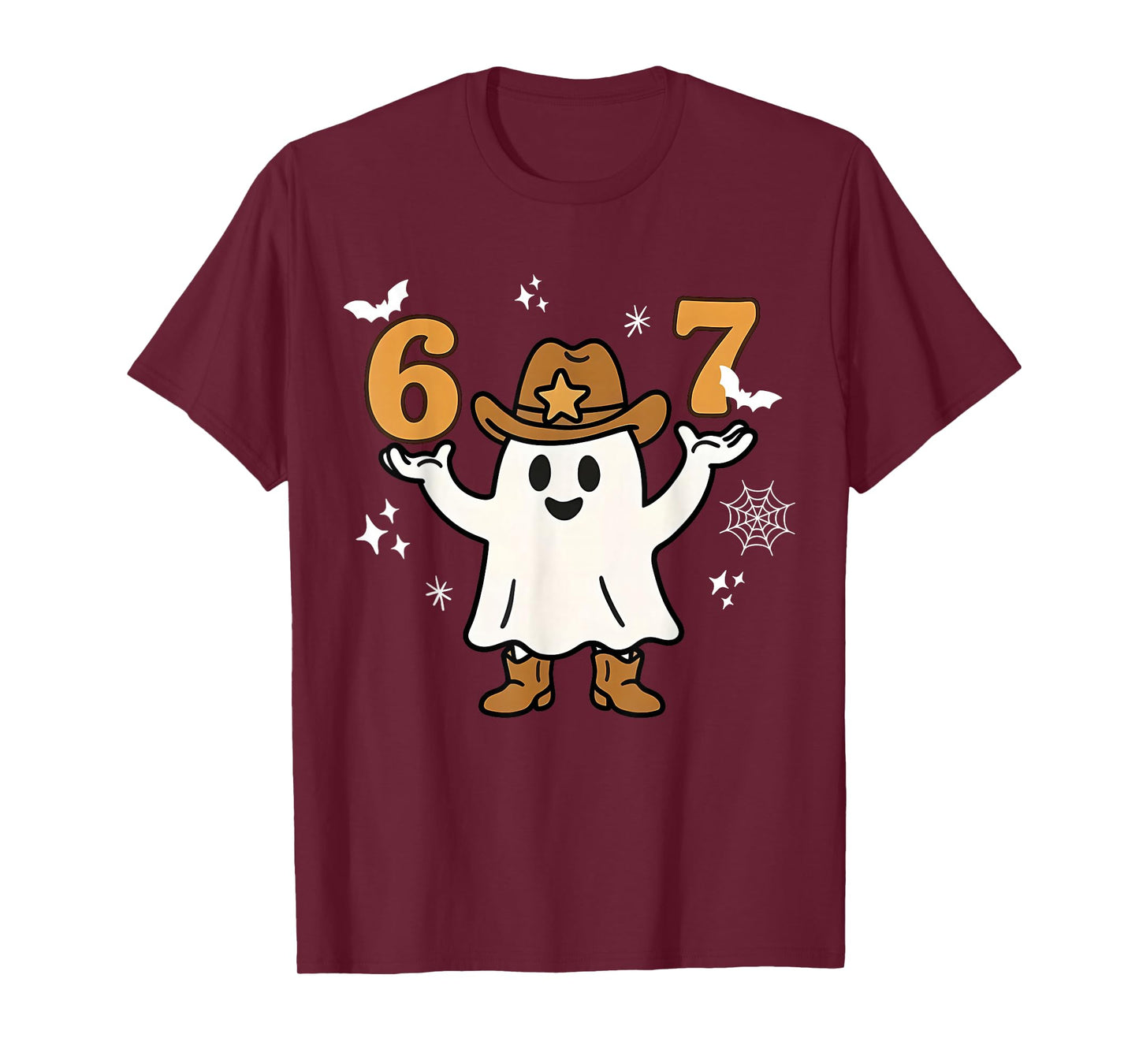 Funny Six Seven 6 7 Meme Cowboy Ghost Halloween Costume T-Shirt