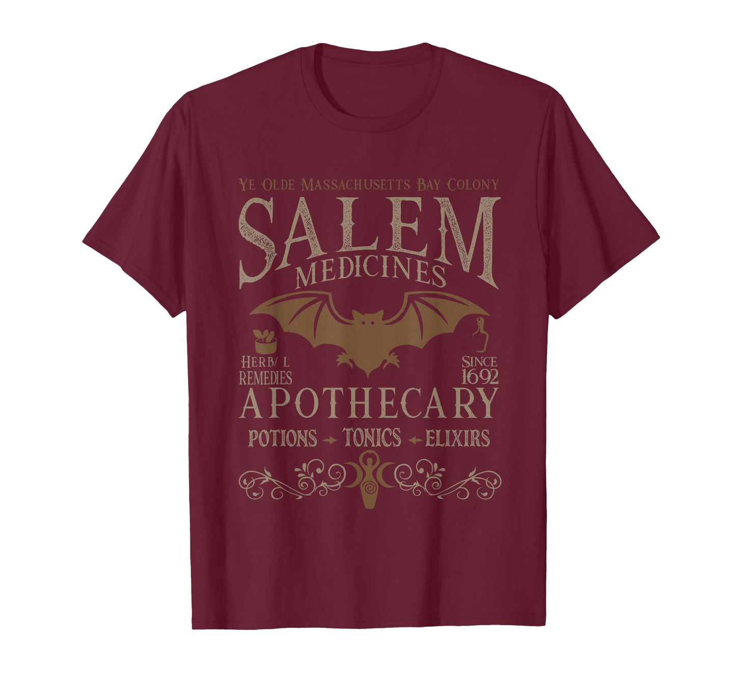 Retro Gothic Salem Witch Massachusetts Apothecary Halloween T-Shirt