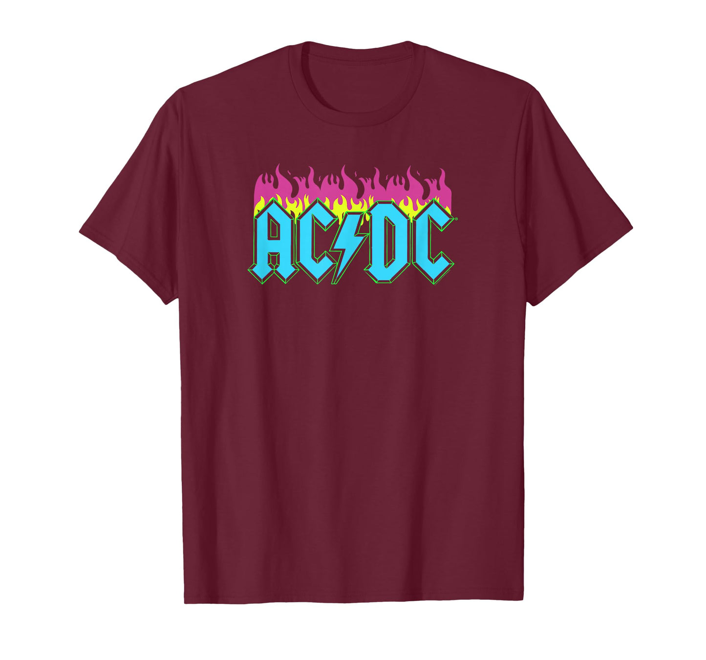 AC/DC Rock Music Band Neon Flames T-Shirt