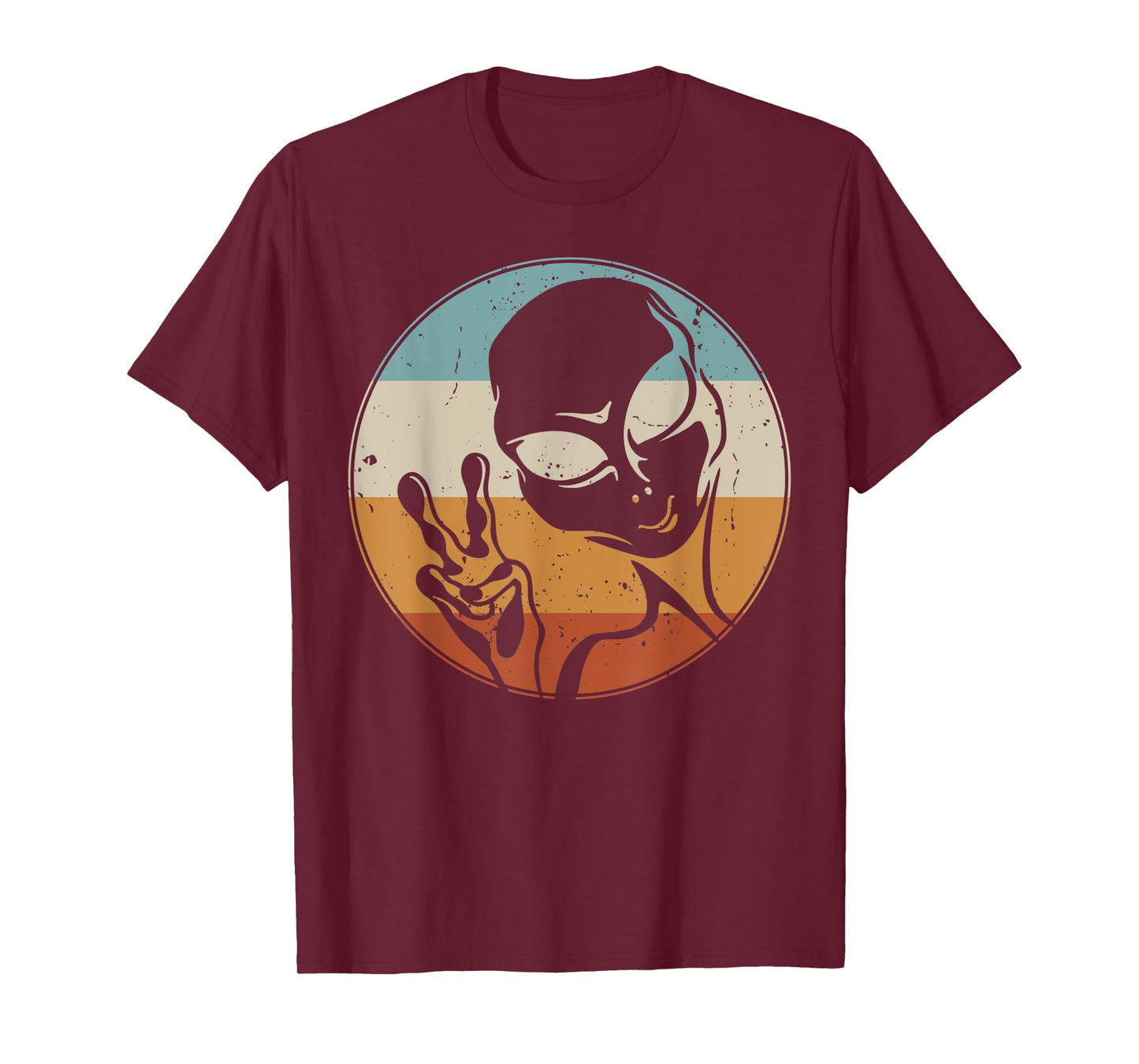 Retro Vintage Alien Peace Hand UFO Space Lovers T-Shirt