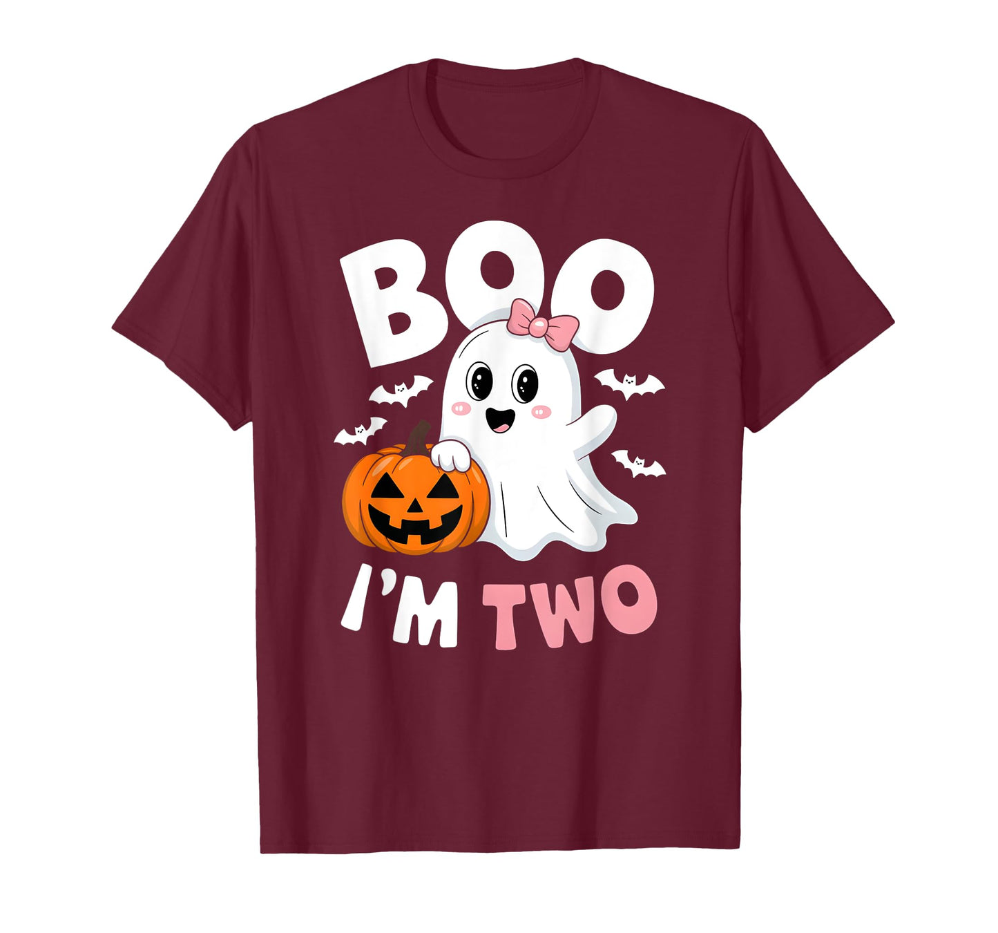 Funny Ghost Boo I'm Two Years 2nd Birthday Toddler Halloween T-Shirt