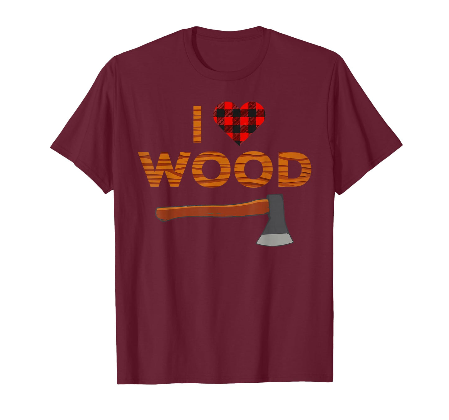 I Love Wood Lumberjack Heart Halloween Party Woodworking T-Shirt