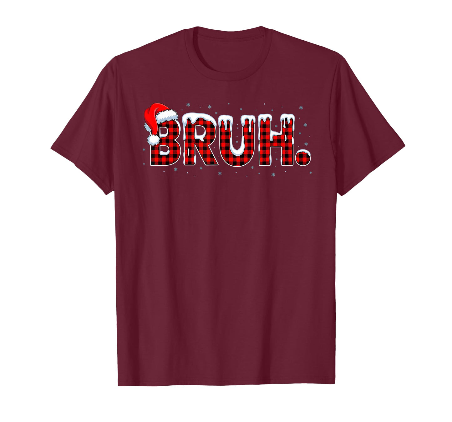 Bruh Funny Christmas Plaid Teens Boys Kids Xmas Pajamas T-Shirt