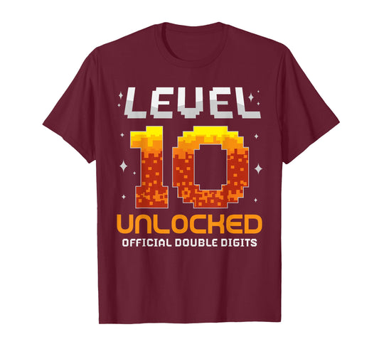 Level 10 Unlocked 10th Birthday Ten Years Old Gamer Gaming T-Shirt