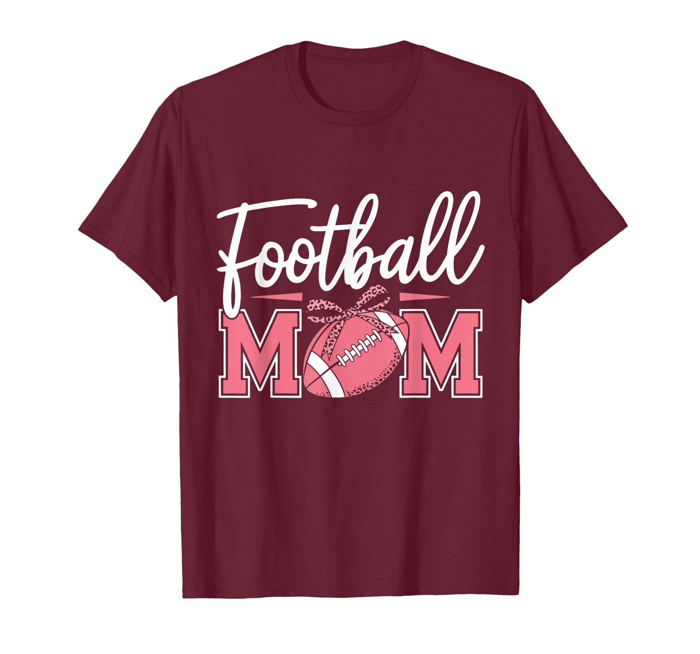Football Mom Breast Cancer Awareness Pink Ribbon Leopard Mom T-Shirt