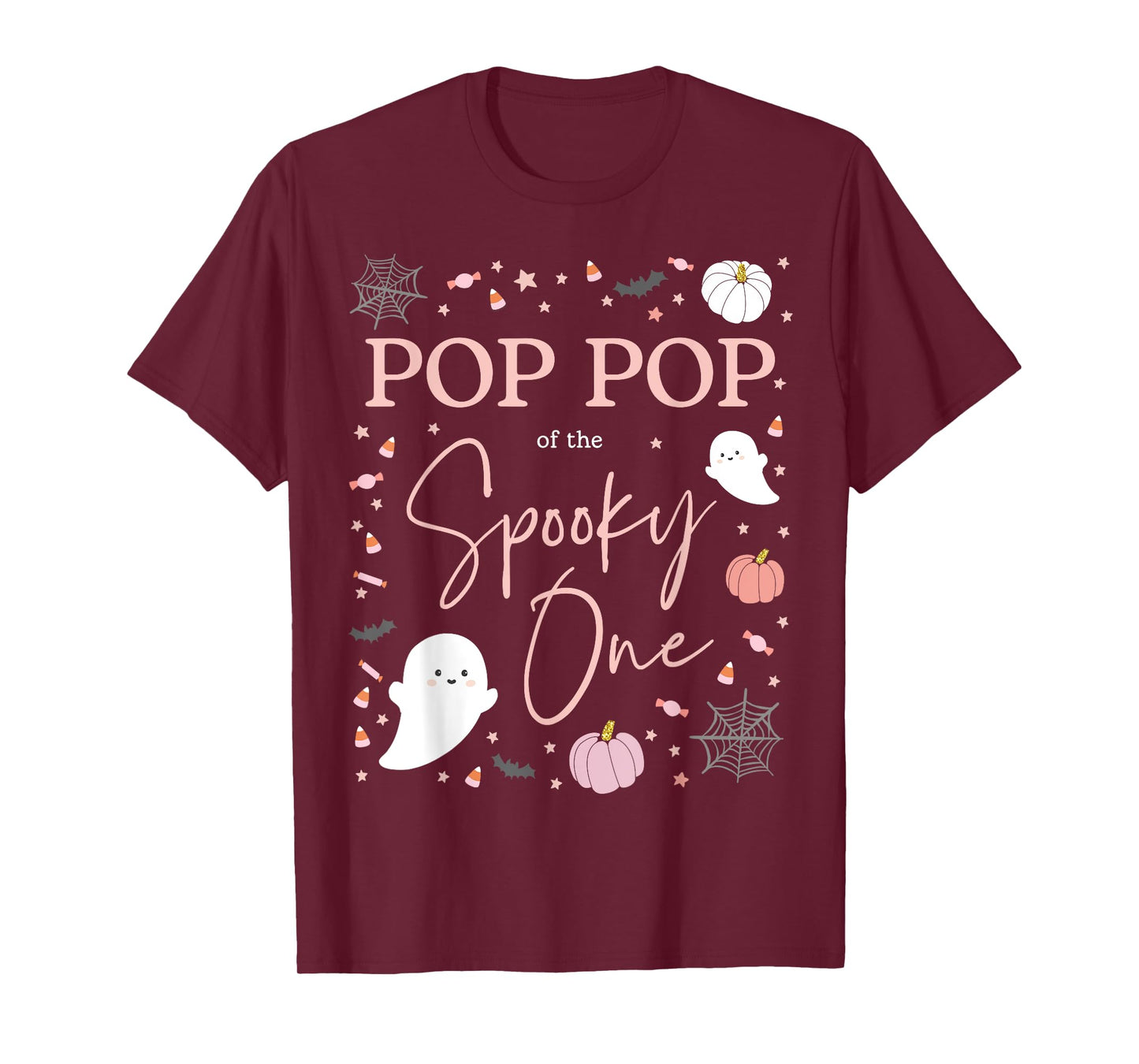 Pop Pop of the Spooky One Girl First Birthday Pink Halloween T-Shirt