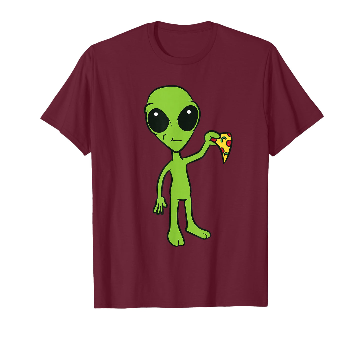 Alien With Pizza Slice Ufo Cute Alien Eating Pizza T-Shirt