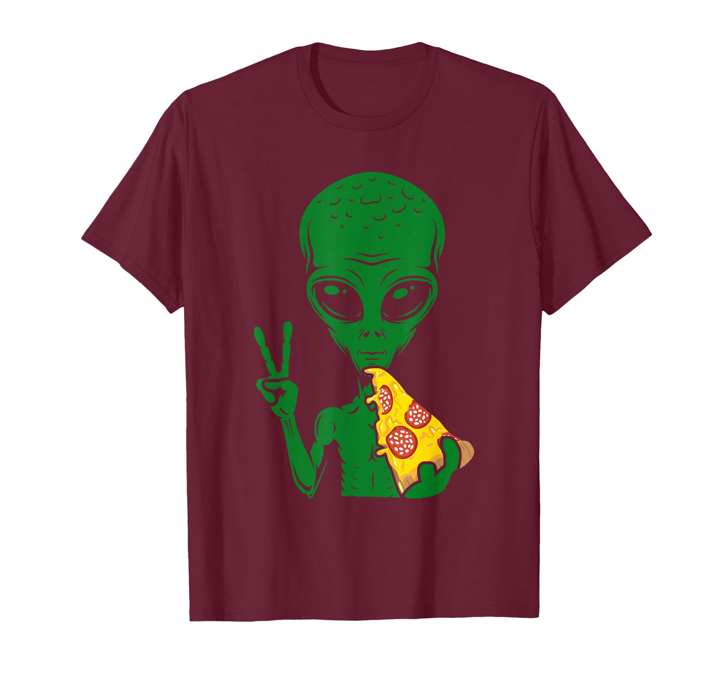 Funny Alien Head Eating Pizza UFO Extraterrestrial T-Shirt