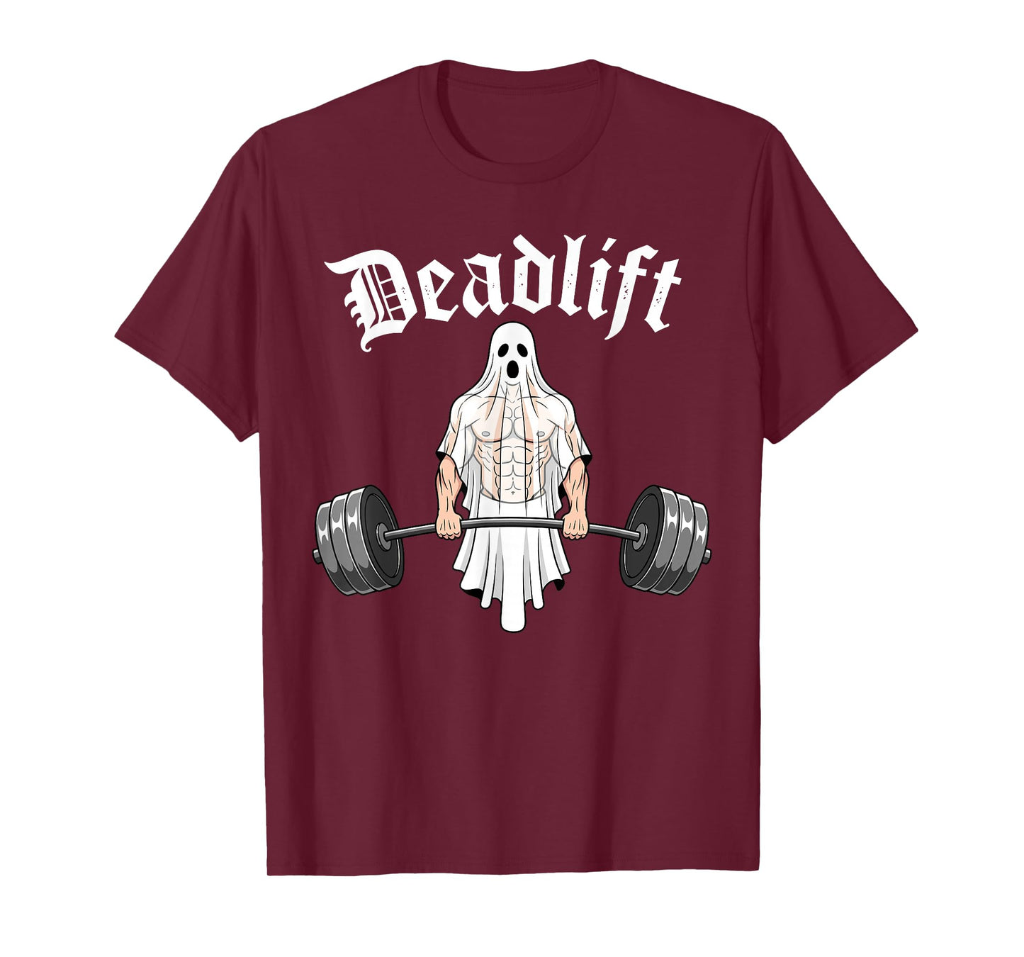 Ghost Men Deadlift Halloween Funny Fitness Gym Weightlifting T-Shirt