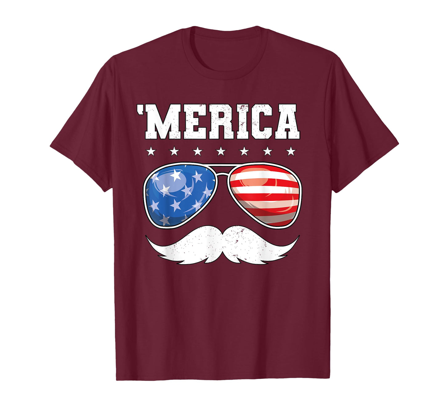 4th of July T shirt Men Boys Mustache Sunglasses USA Flag T-Shirt